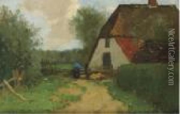 A Farmer At Work, The Veluwe Oil Painting - Cornelis Kuypers