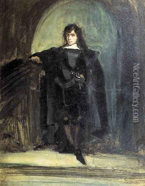 Self-Portrait as Ravenswood c. 1821 Oil Painting - Eugene Delacroix