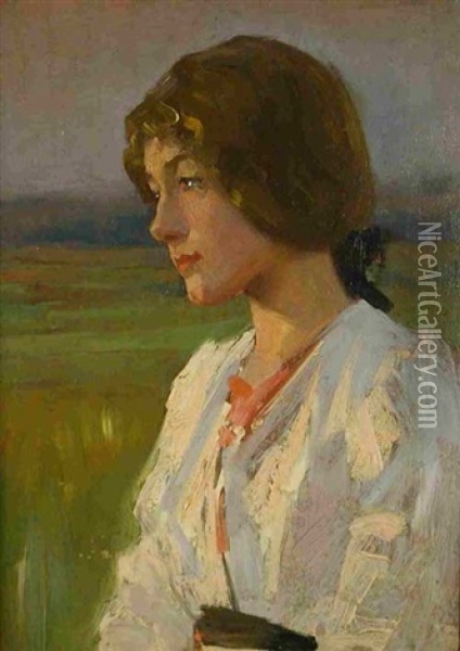 Portrait Of A Girl At Dusk Oil Painting - Alexander Mann