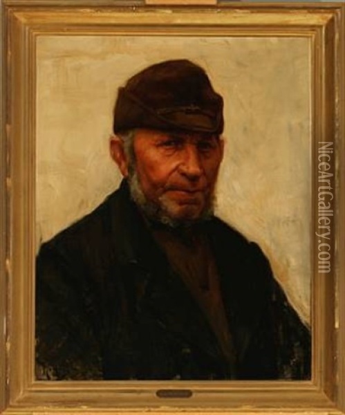 A Farmer With A Hat Oil Painting - Hans Andersen Brendekilde