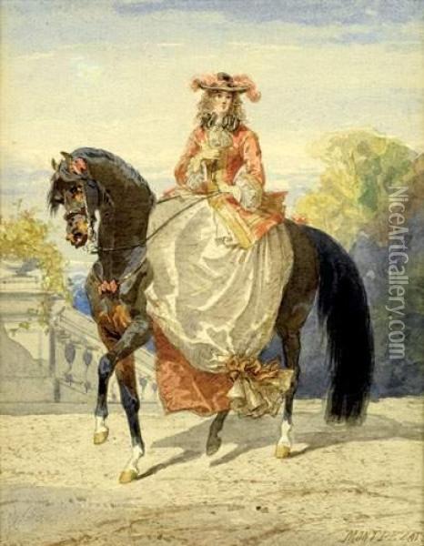 Amazone A Cheval Oil Painting - Henri D'Annecy (Comte De) Montpezat