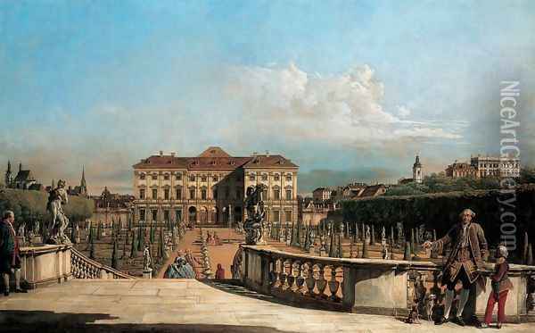 The Liechtenstein Garden Palace, garden Oil Painting - (Giovanni Antonio Canal) Canaletto