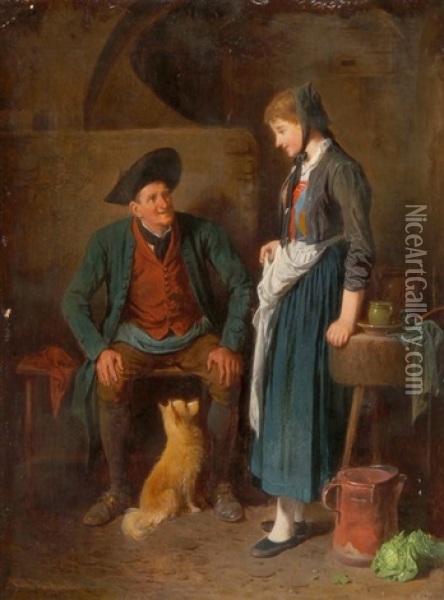 Delicate Angelegenheit Oil Painting - Friedrich Ritter von Malheim Friedlaender