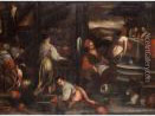 Cena In Emmaus Oil Painting - Jacopo Bassano (Jacopo da Ponte)