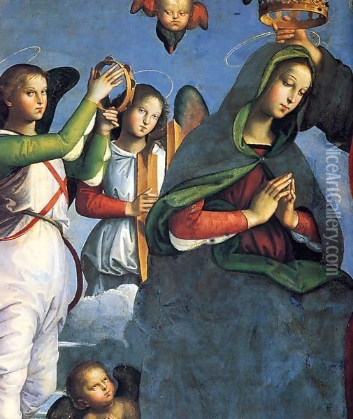 The Crowning of the Virgin (detail) 3 Oil Painting - Raphael