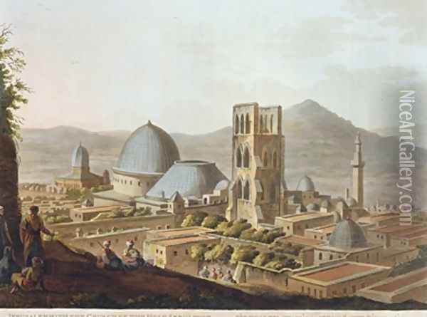 Jerusalem with the Church of the Holy Sepulchre plate 3 from Views in Palestine Oil Painting - Luigi Mayer
