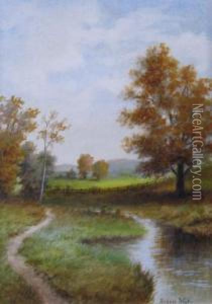 Pastoral Landscape With Creek Oil Painting - Alden Mote