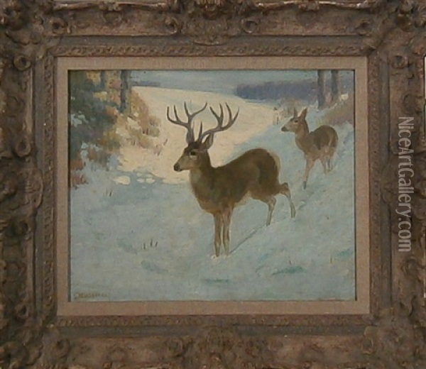 Two Deer; Az Oil Painting - Edwin Willard Deming