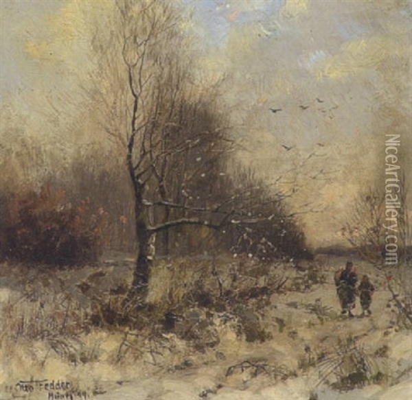 Winterlandschaft Oil Painting - Otto Fedder