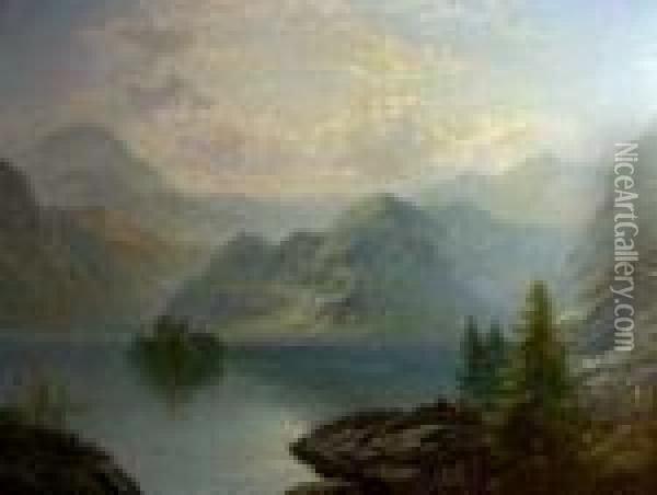 Loch Katrine Oil Painting - George Blackie Sticks