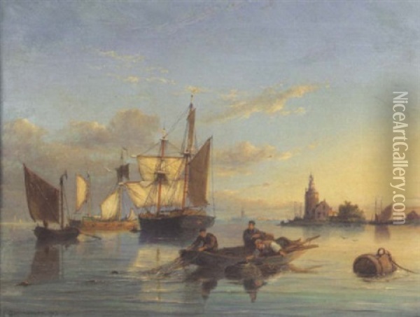 On The Isle Of Texel Oil Painting - Pieter Cornelis Dommershuijzen