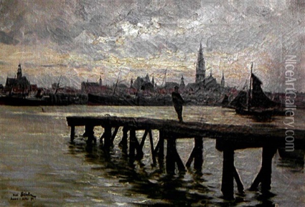 Port D'anvers Oil Painting - Henri Saintin