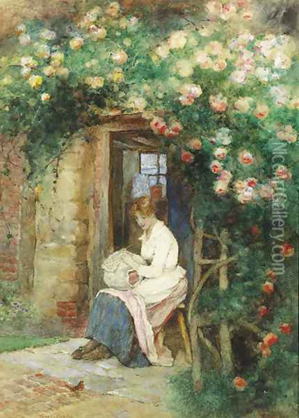 The lacemaker's cottage Oil Painting - David Woodlock