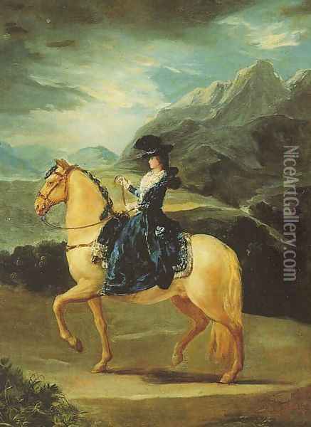 Maria Teresa Of Vallabriga On Horseback Oil Painting - Francisco De Goya y Lucientes