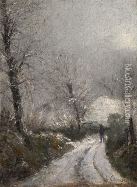 Chemin Enneige Oil Painting - Louis-Hilaire Carrand