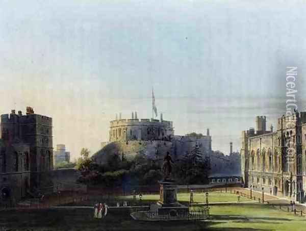 The Upper Ward, Windsor Castle, from Royal Residences, engraved by Thomas Sutherland (b.1785), pub. by William Henry Pyne (1769-1843), 1819 Oil Painting - Charles Wild