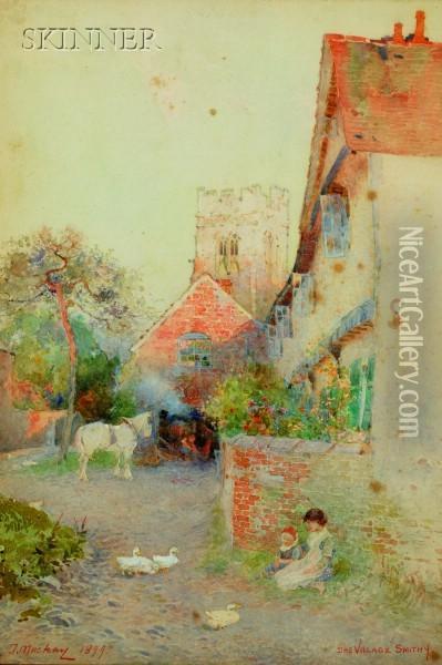 The Village Smithy Oil Painting - Thomas Mackay
