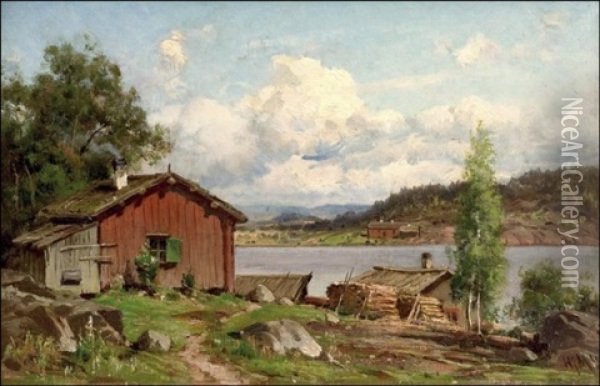 Rantamokkeja Oil Painting - Magnus Hjalmar Munsterhjelm