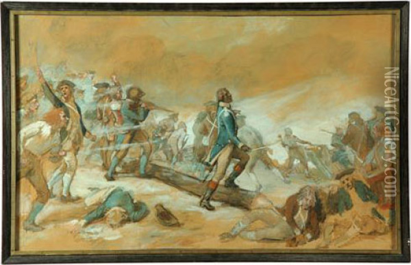 Defense Of Fort Washington Oil Painting - John Ward Dunsmore