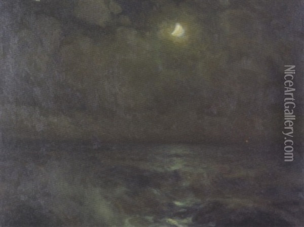 Effet De Lune Sur La Mer Oil Painting - Emil Benediktoff Hirschfeld