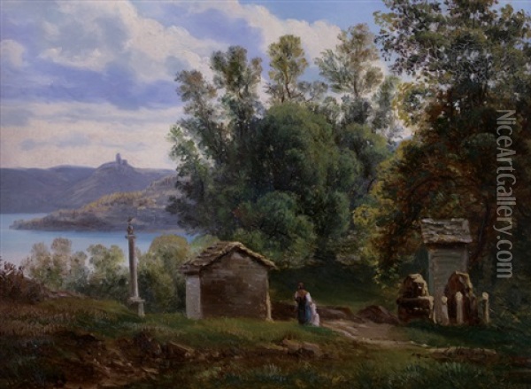 Pella, Lago D'orta Oil Painting - Giovanni Battista Lelli
