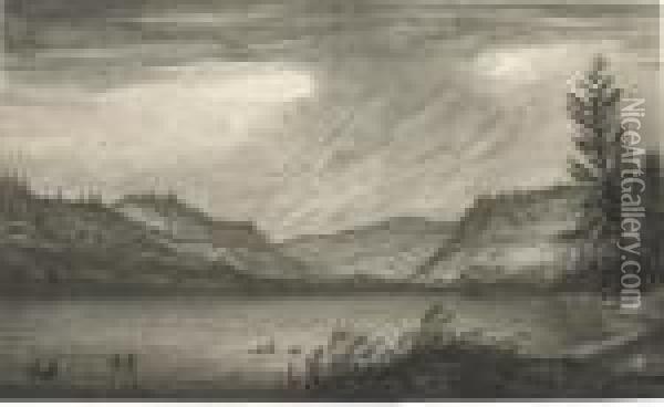 View Of Honeoye Lake, Ontario County, New York State Oil Painting - Raphael Lamarr West