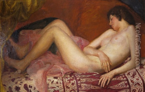 Nudo Disteso (venere) Oil Painting - Cesare Ferro