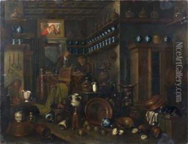 Interieur D'une Pharmacie Oil Painting - Gian Domenico Valentino
