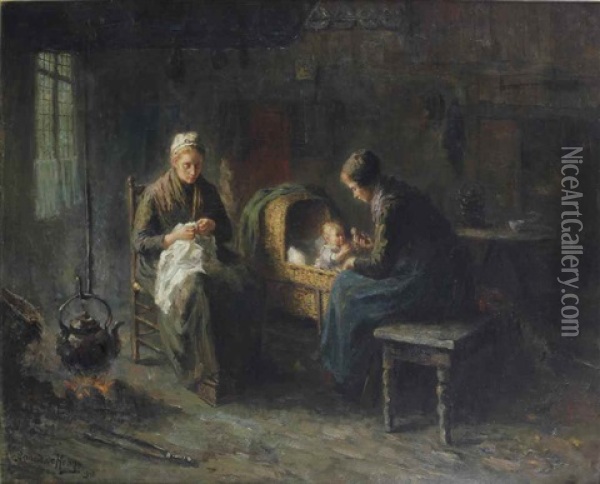 The Newborn Oil Painting - Bernard de Hoog
