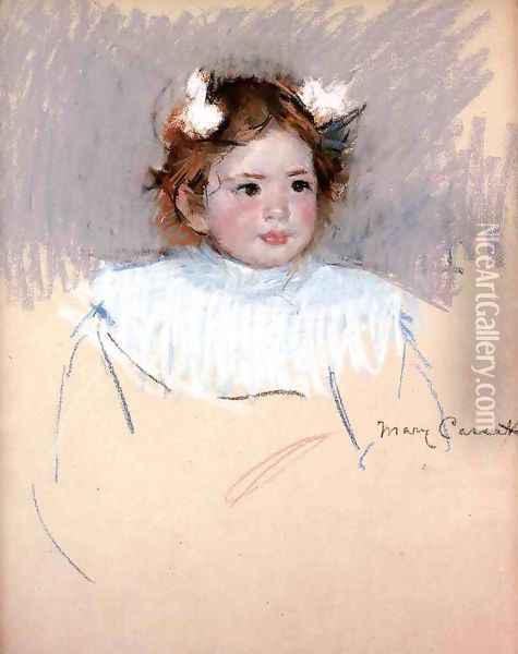 Ellen With Bows In Her Hair Looking Right Oil Painting - Mary Cassatt