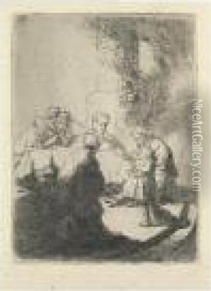 Christ Disputing With The Doctors: Small Plate. Oil Painting - Rembrandt Van Rijn