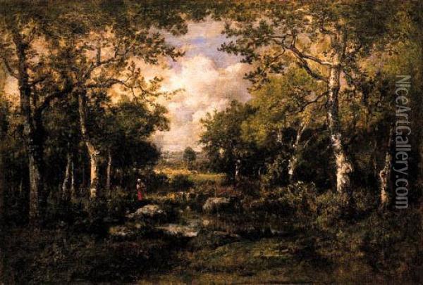 A Walk Through The Forest Oil Painting - Narcisse-Virgile D Az De La Pena
