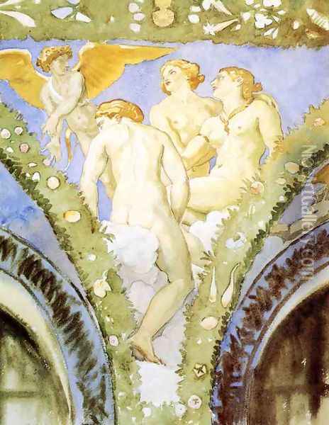 Three Nudes with Cupid Oil Painting - John Singer Sargent