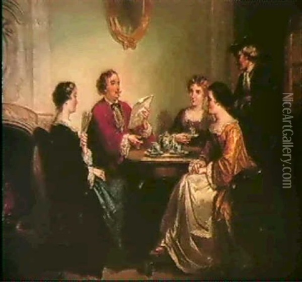 Teatime Oil Painting - Henricus Engelbertus Reijntjens