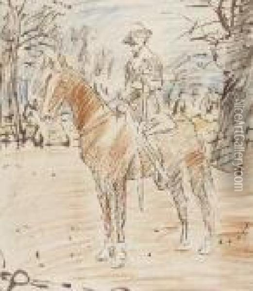 Equestrian Study Of R B Cunninhame Graham Oil Painting - George Leslie Hunter
