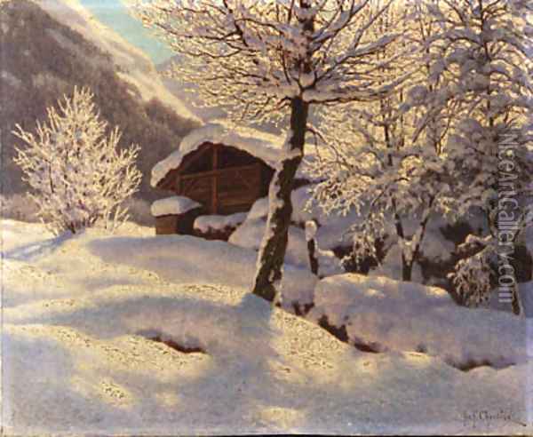 Country Cabin in heavy Snow Oil Painting - Ivan Fedorovich Choultse