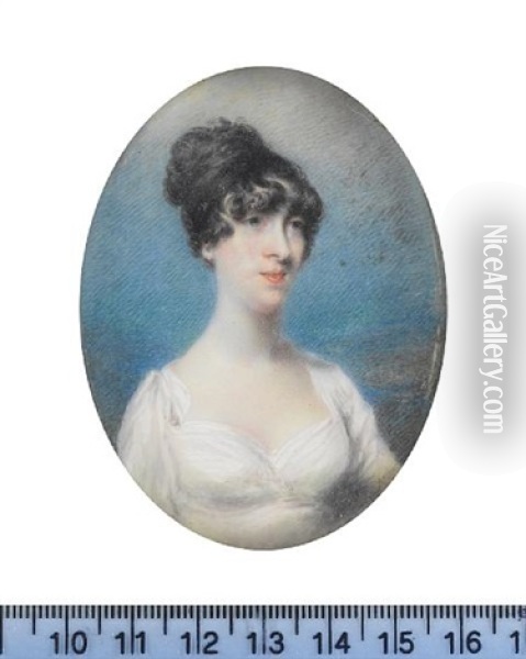 Portrait Of Ann Pilgrim (+ Eliza Elcock; Pair) Oil Painting - John Wright