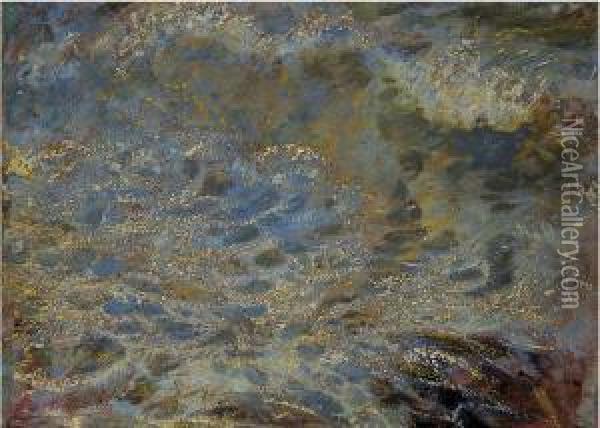 L'onda (studio Di Mare) Oil Painting - Rubaldo Merello