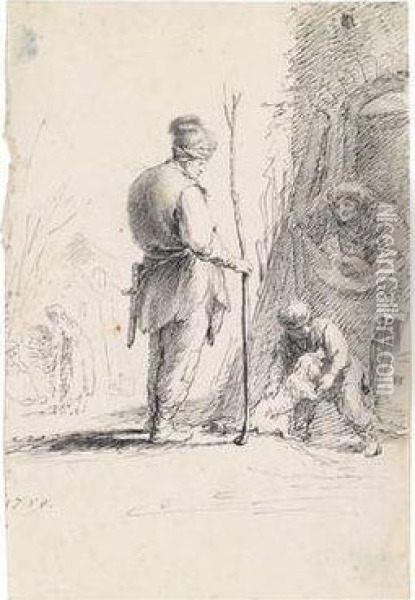 Paar Zeichnungen Oil Painting - Rembrandt Van Rijn
