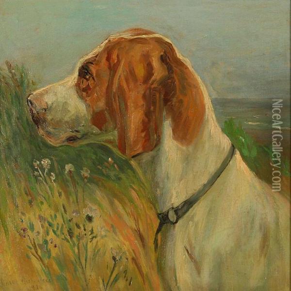 A Hunting Dog Oil Painting - Simon Simonson