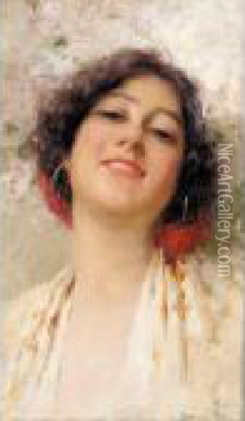Portrait Of An Italian Beauty Oil Painting - Bernard Hay