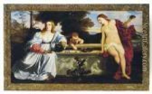 Sacred And Profane Love Oil Painting - Tiziano Vecellio (Titian)