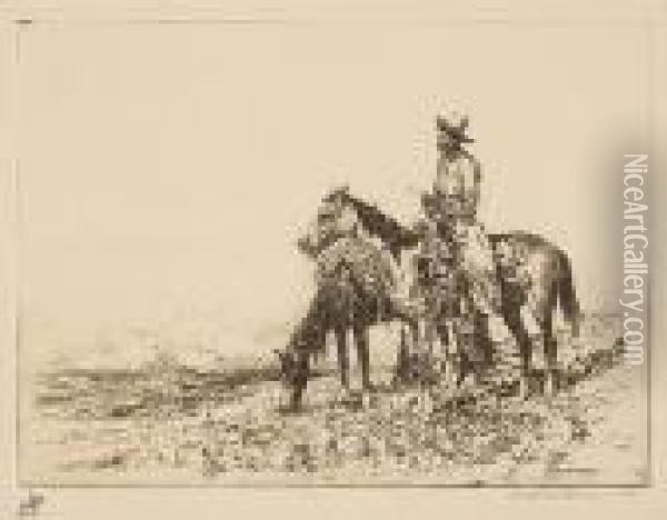 Chuckline Rider; Pack Outfit; Californiavaqueros Oil Painting - John Edward Borein