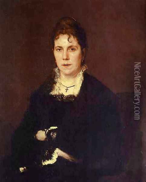 Portrait of Sophia Kramskaya, the Artist's Wife Oil Painting - Ivan Nikolaevich Kramskoy
