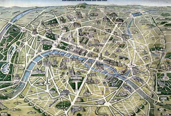 Map of Paris during the period of the Grands Travaux Oil Painting - Hilaire Guesnu