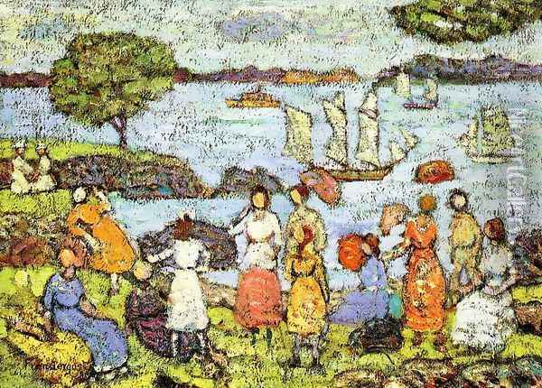 Late Afternoon New England Oil Painting - Maurice Brazil Prendergast