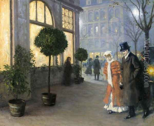 After the Theatre (Efter Teatret) Oil Painting - Paul-Gustave Fischer