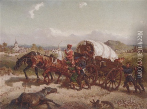 Returning From Battle Oil Painting - Friedrich Kaiser