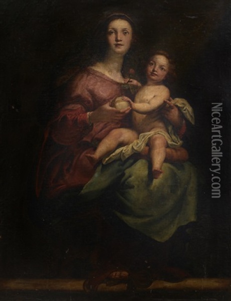 Madonna Con Bambino Oil Painting - Giovanni Andrea Ansaldo
