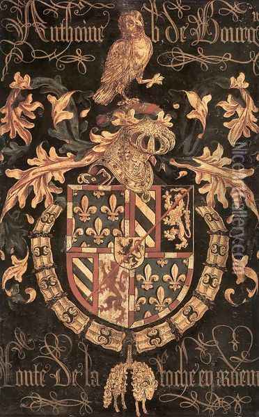 Coat-of-Arms of Anthony of Burgundy 1478 Oil Painting - Pieter Coustens